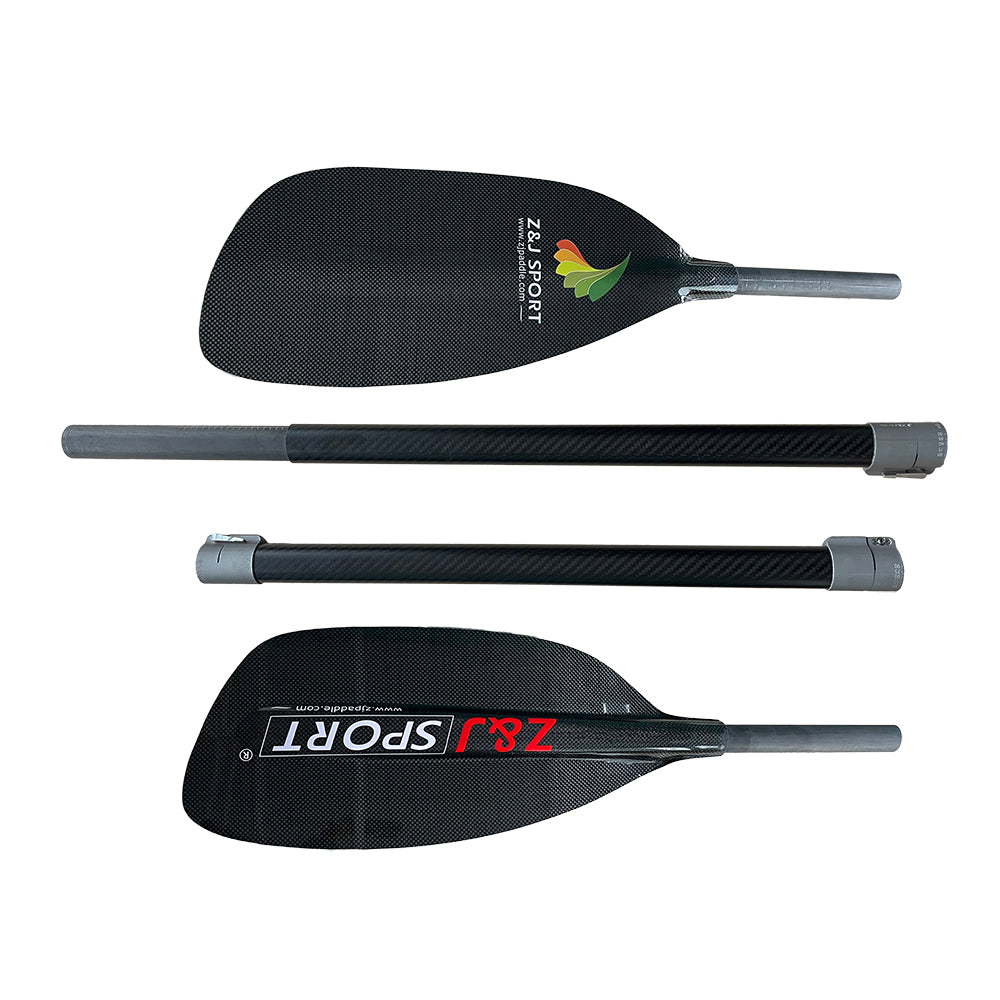 ZJ 4-piece Full Carbon Whitewater Kayaking Paddle Straight Oval Shaft and Paddle Bag