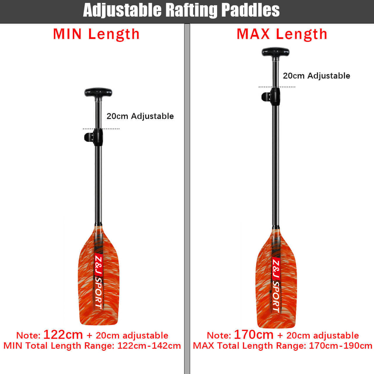 ZJ Canoe Whitewater Rafting Paddle With Fancy Fiberglass Blade (unassembled)