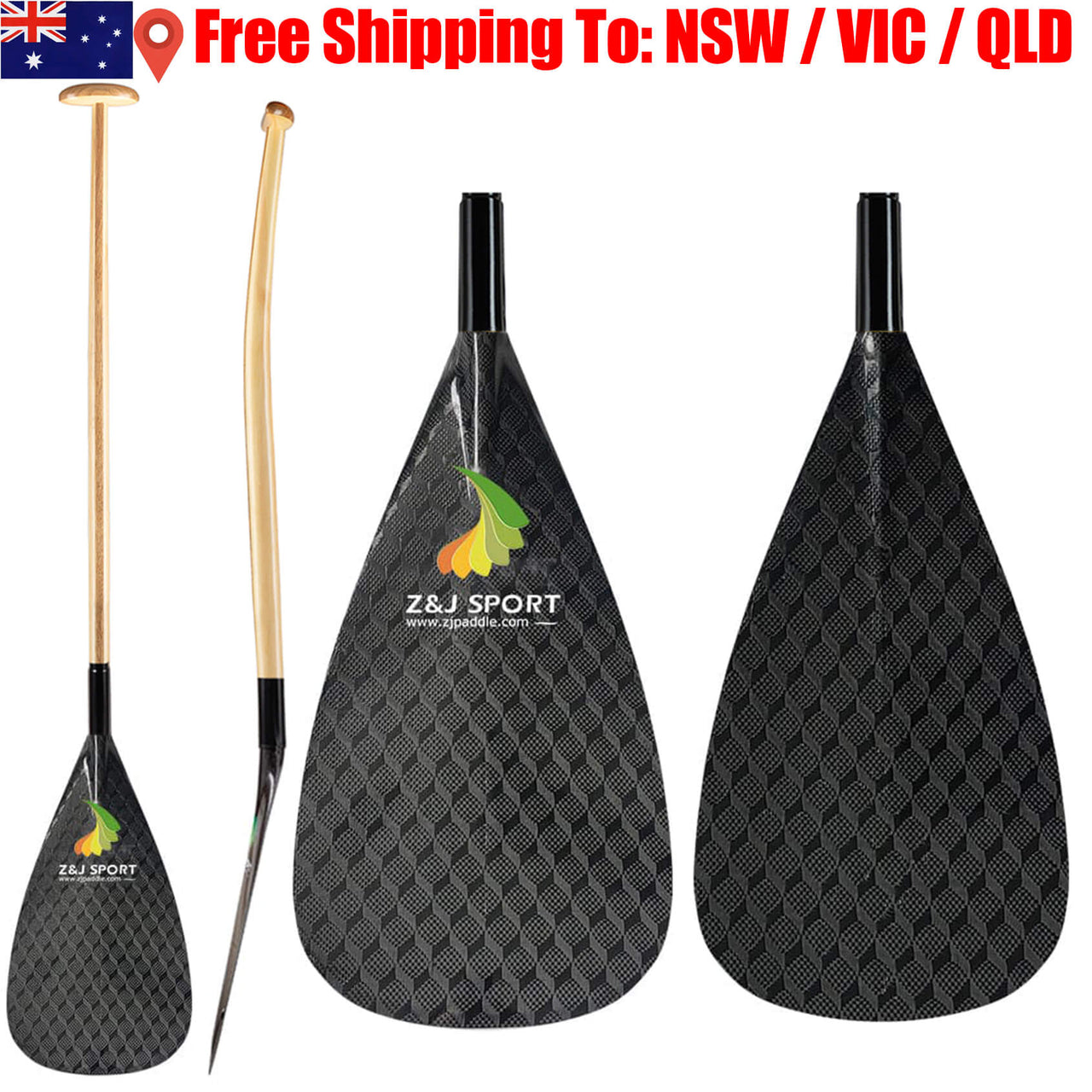 ZJ Outrigger Canoe Paddle for Va'a, Waka-ama, Vaka  （Free Shipping for Australia）