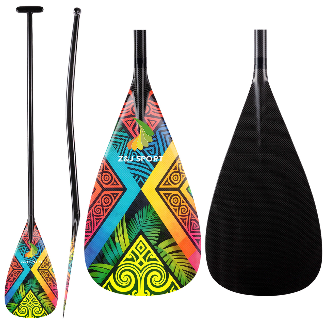 ZJ Full Carbon Outrigger Canoe Paddle for Va'a, Waka-ama, Vaka Graphic Blade  (Graphics Optional/ Custom Designs)