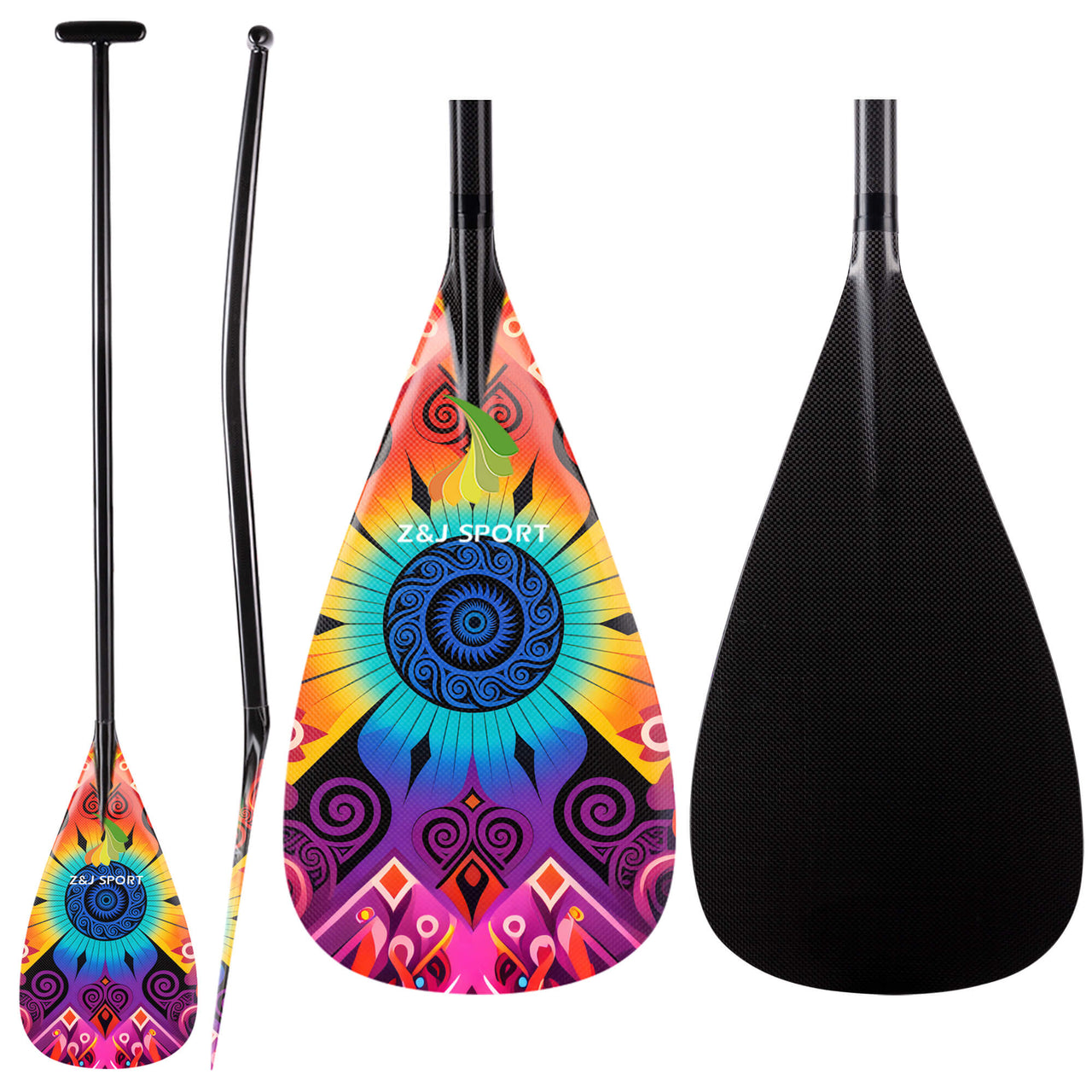 ZJ Full Carbon Outrigger Canoe Paddle for Va'a, Waka-ama, Vaka Graphic Blade  (Graphics Optional/ Custom Designs)