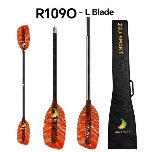 ZJ Whitewater Kayaking Paddle with Fancy Fiberglass Blade and Straight Carbon Shaft ( the middle tube is only for connection)
