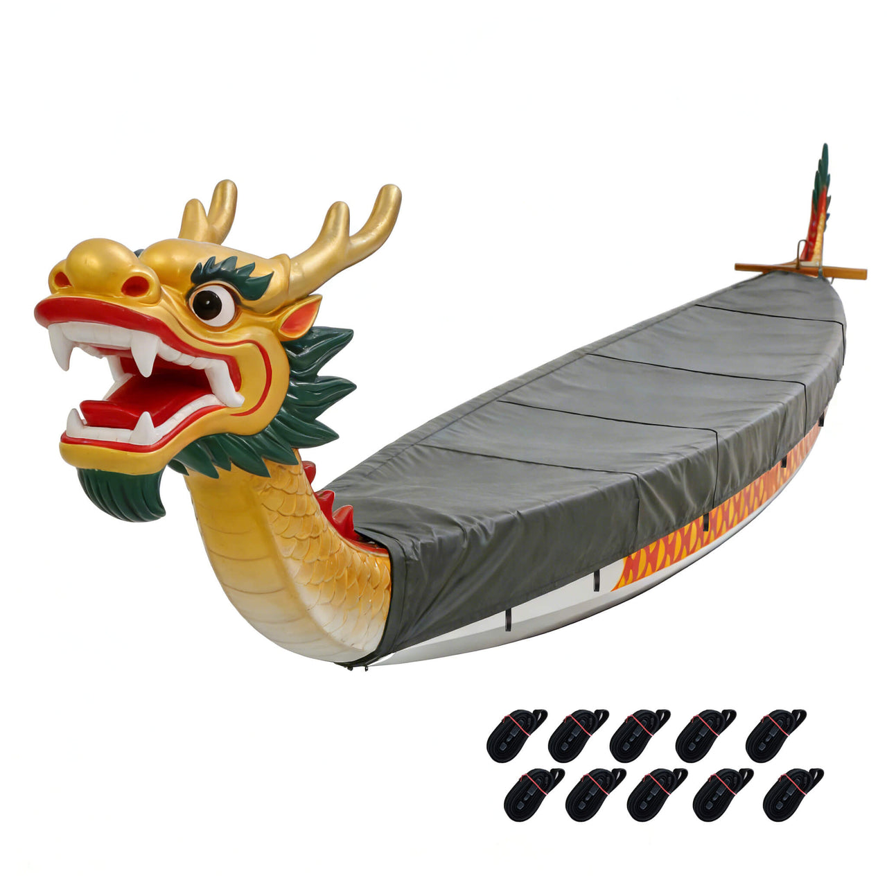 ZJ Premium Resistant Dragon Boat Cover with Tie-Down Straps (Random:grey/black)