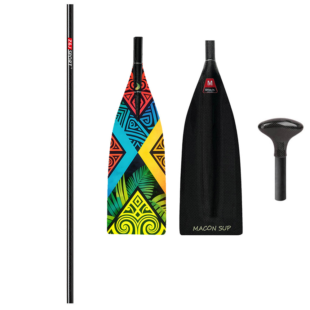 ZJ 1-piece High Modulus Carbon SUP Paddle Ultralight Stand up Paddle for Race ( 2-piece/3-piece)  (MACON)