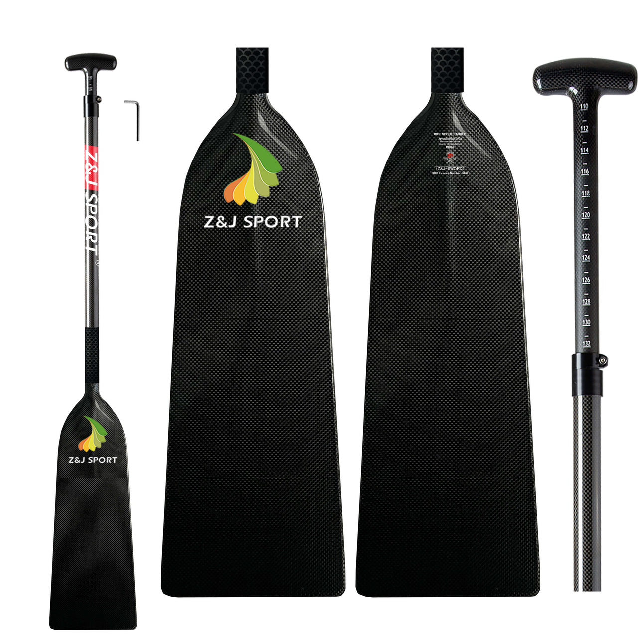 ZJ Carbon Fiber IDBF Dragon Boat Paddle Big Dihedral Blade (SWORD)