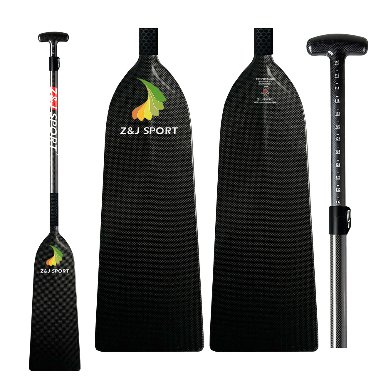 ZJ 3-piece Carbon Fiber IDBF Dragon Boat Paddle Big Dihedral Blade (SWORD)