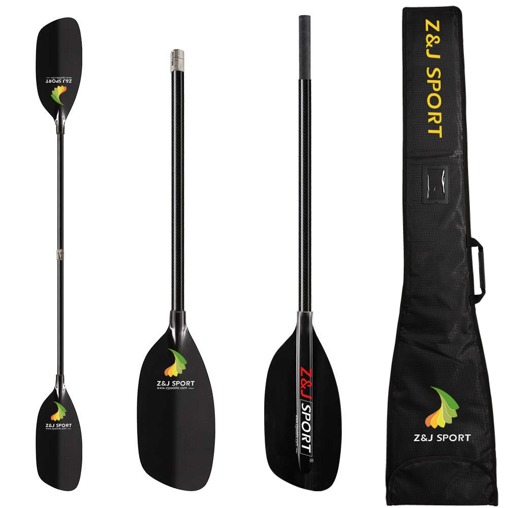 ZJ Full Carbon Whitewater Kayaking Paddle with Straight Shaft and Paddle Bag