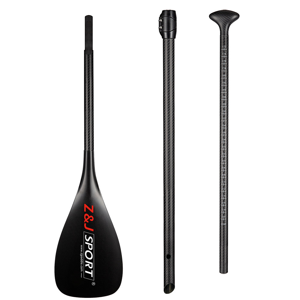 ZJ 3-Piece Adjustable SUP Paddle Wave Carbon Stand up Paddle 84sq.in/ 95sq.in Blade (TG)