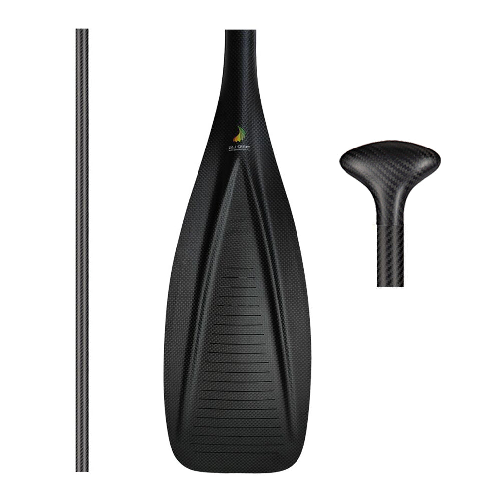 ZJ 1-Piece SUP Paddle Lightweight Carbon Race Carbon Stand up Paddle Tapered Shaft Blade with Slit (unassembled)