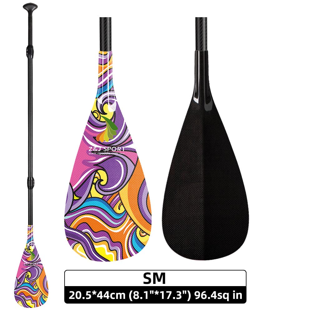 ZJ 3-Pieces Adjustable SUP Paddle Surfing Carbon Stand up Paddle  (S, Graphic)