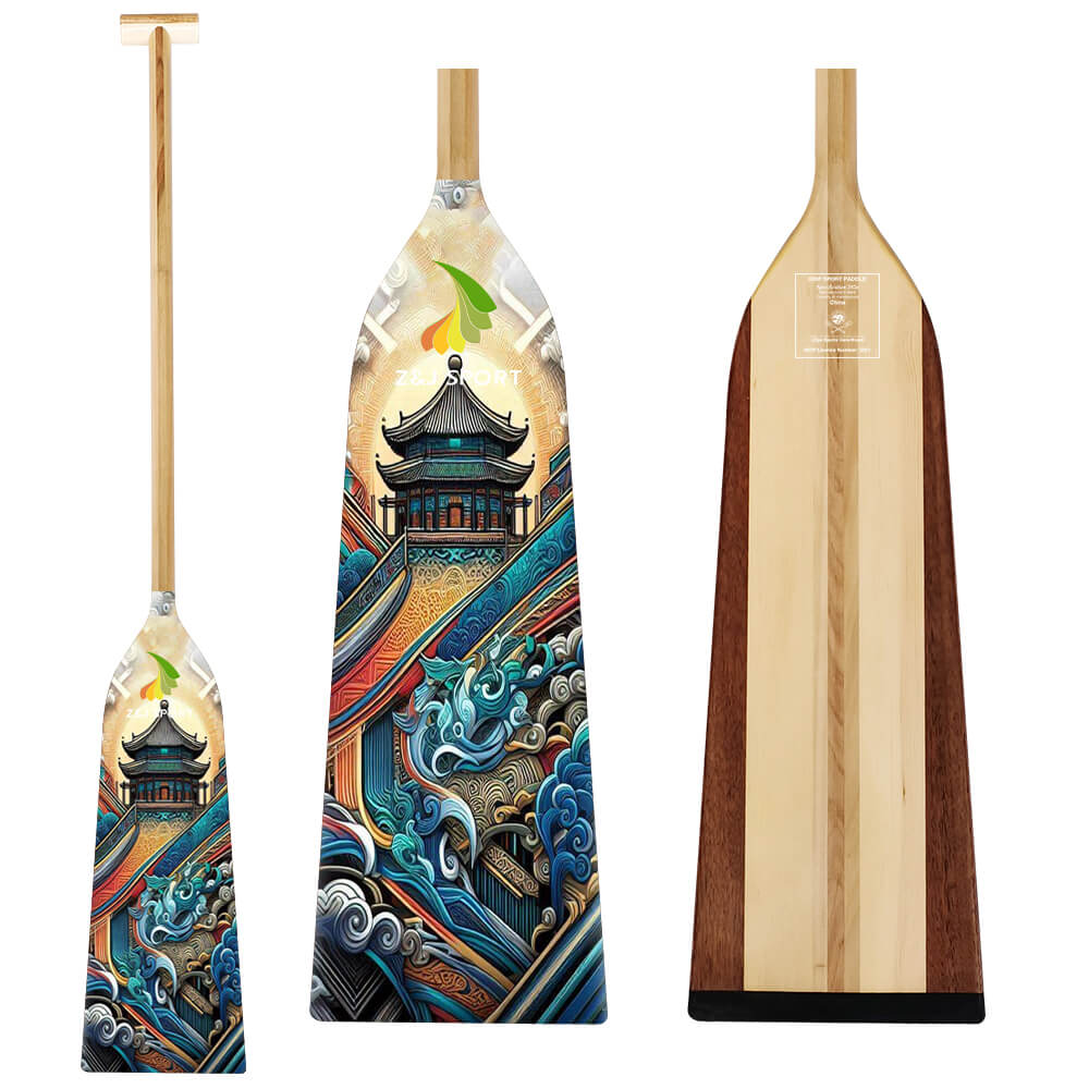 ZJ Wooden Dragon Boat Paddle With Fiberglass Reinforcement IDBF Approv