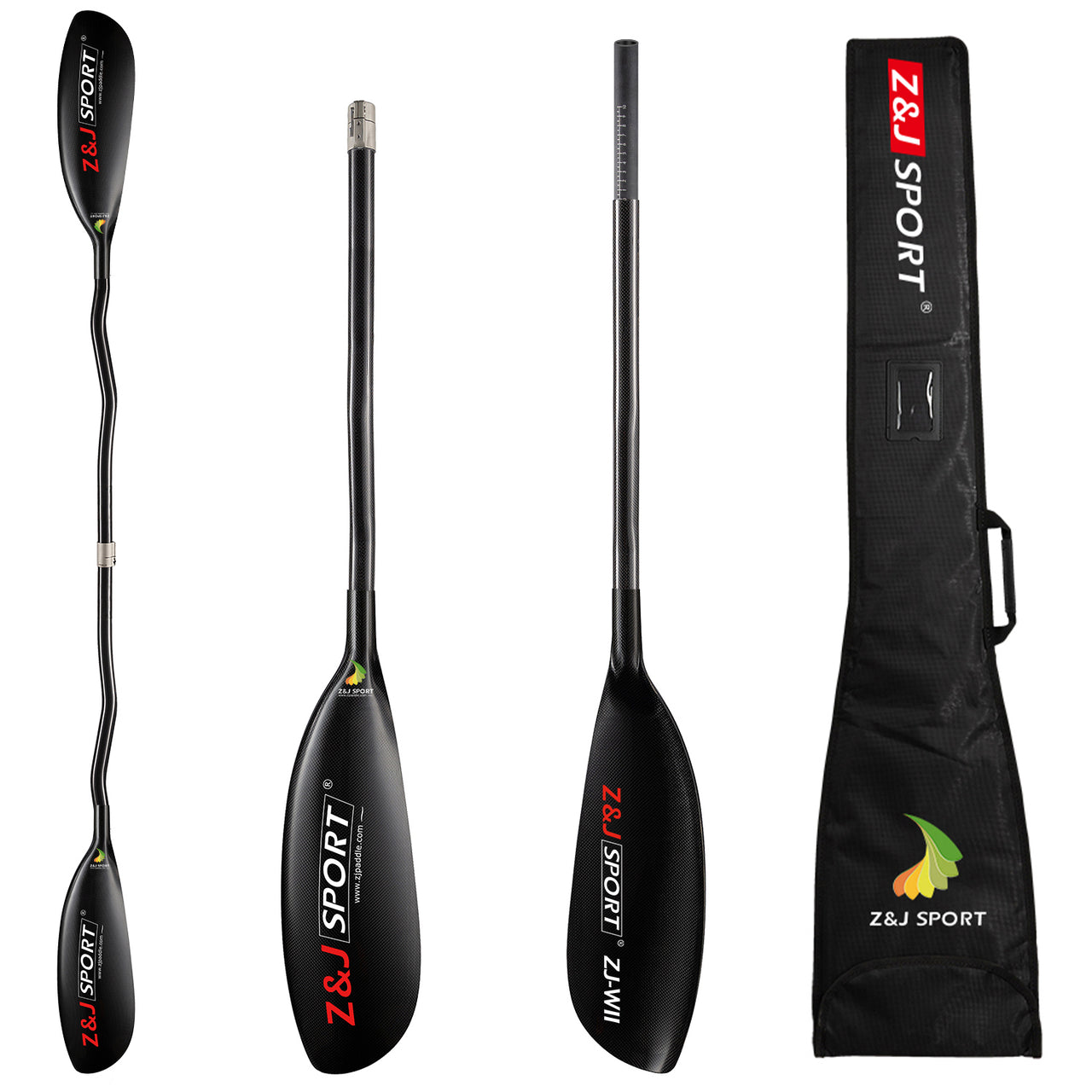 ZJ Full Carbon Kayak Paddle for Surfski Wing Blade with Bent Shaft W Series