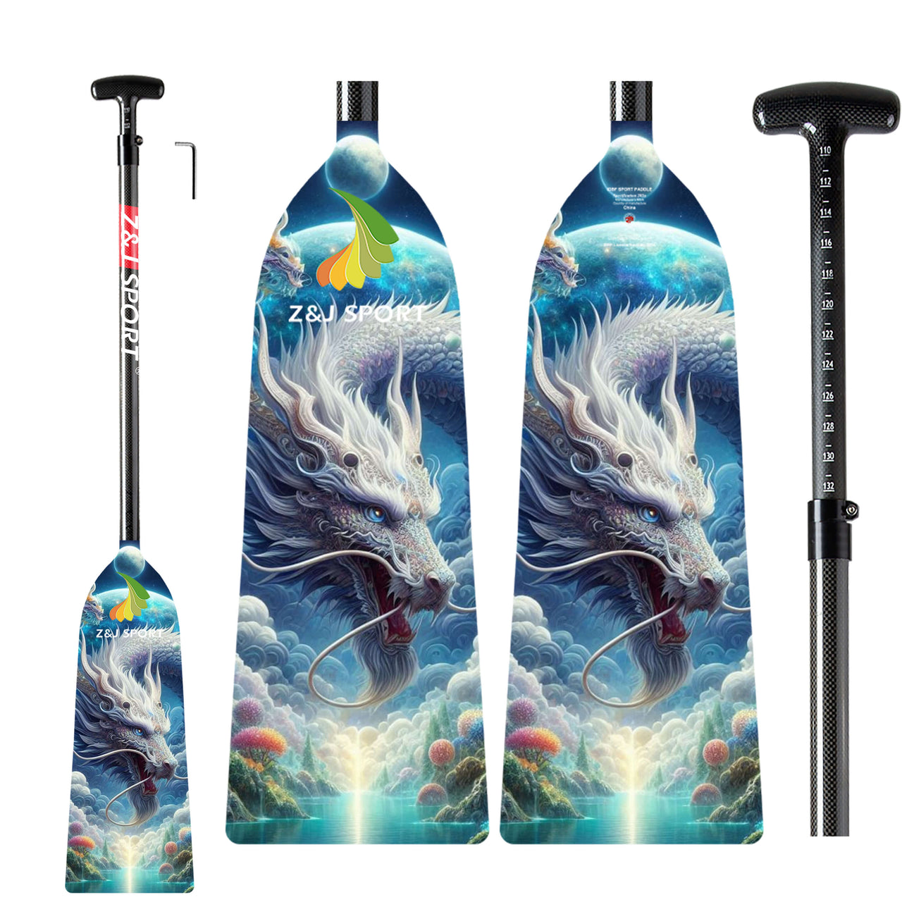 ZJ Graphic Dragon Boat Paddle IDBF Approved Oval Shaft