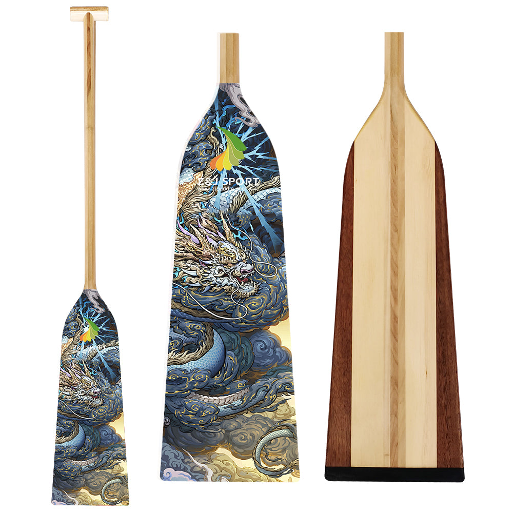 ZJ Wooden Dragon Boat Paddle With Fiberglass Reinforcement IDBF Approved (WDP, Graphics Optional)