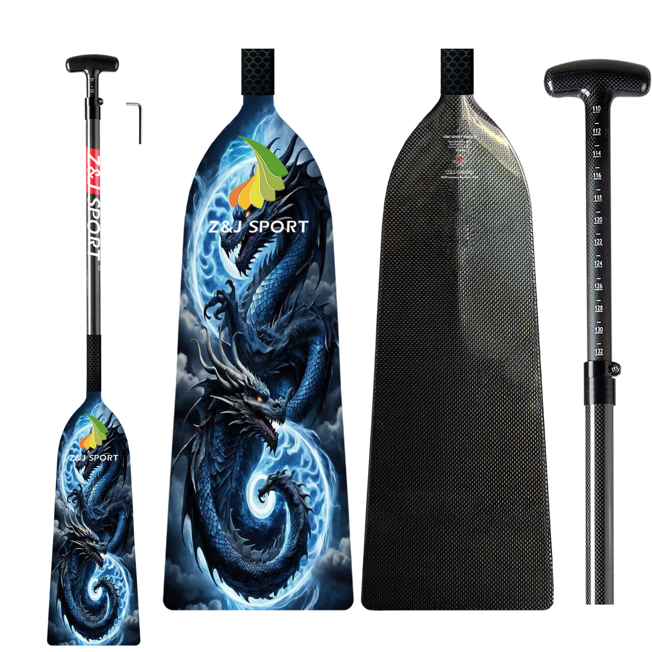 ZJ Graphic IDBF Dragon Boat Paddle Big Dihedral Blade（SWORD Graphic）