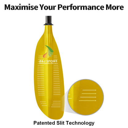 ZJ Seakayak Paddle Carbon Shaft Translucent Fiber Blade with Slit for Relaxed Touring (SK-III)