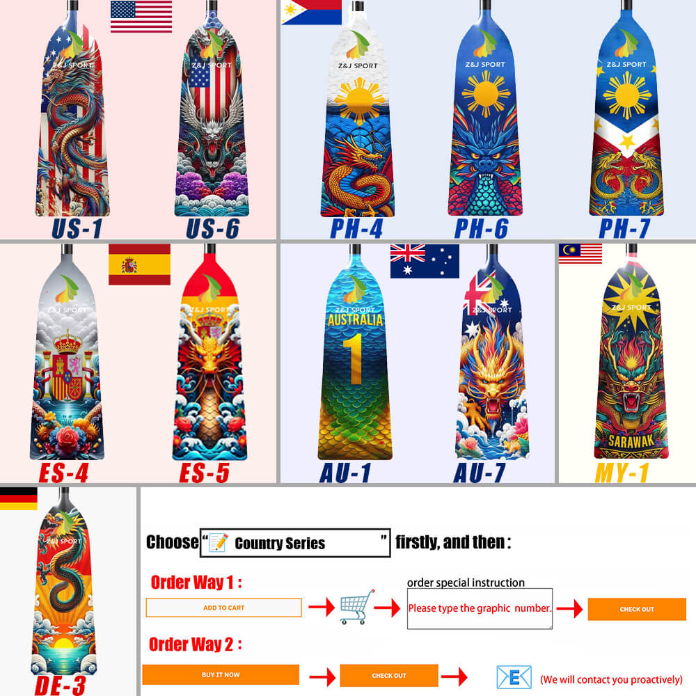 ZJ Country Series Dragon Boat Paddle -US/PH/MY/DE/AU/ES