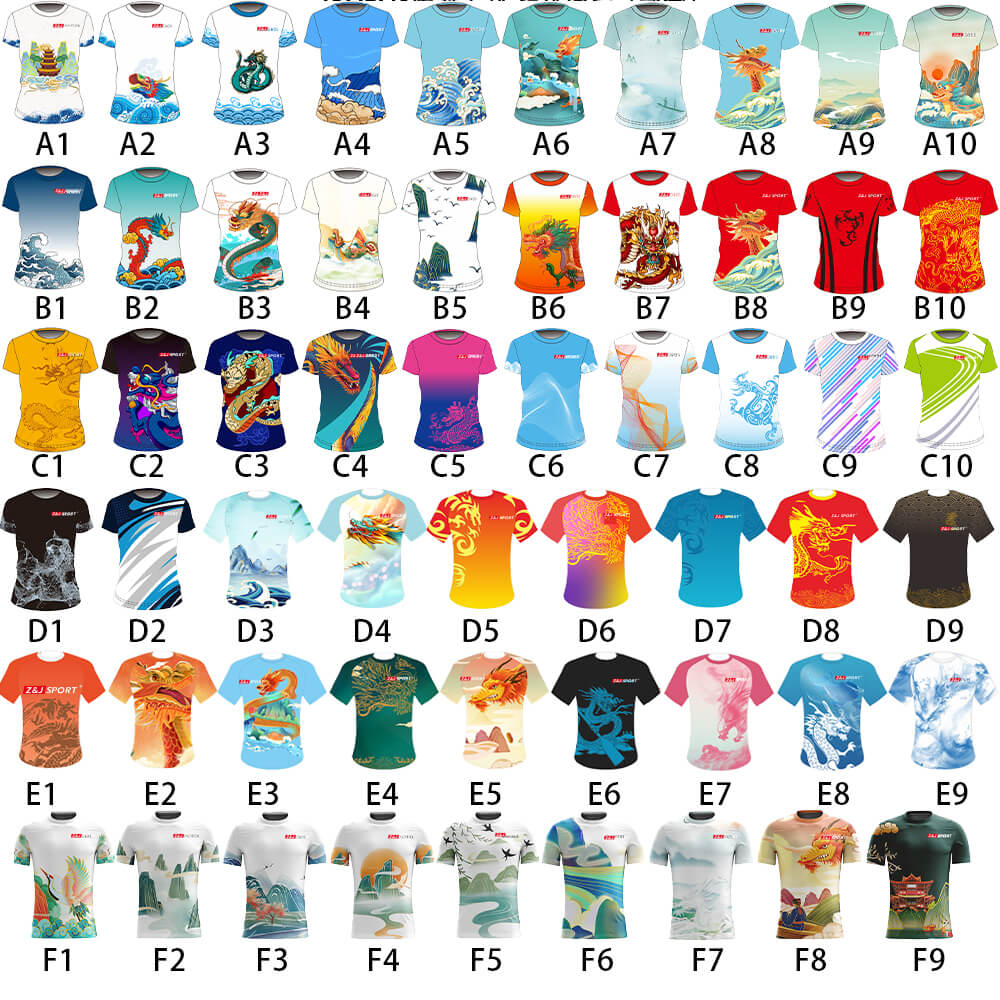 ZJ Dragon Boat T-Shirts Custom Made Dragon Boat Team Apparel Short Sleeve