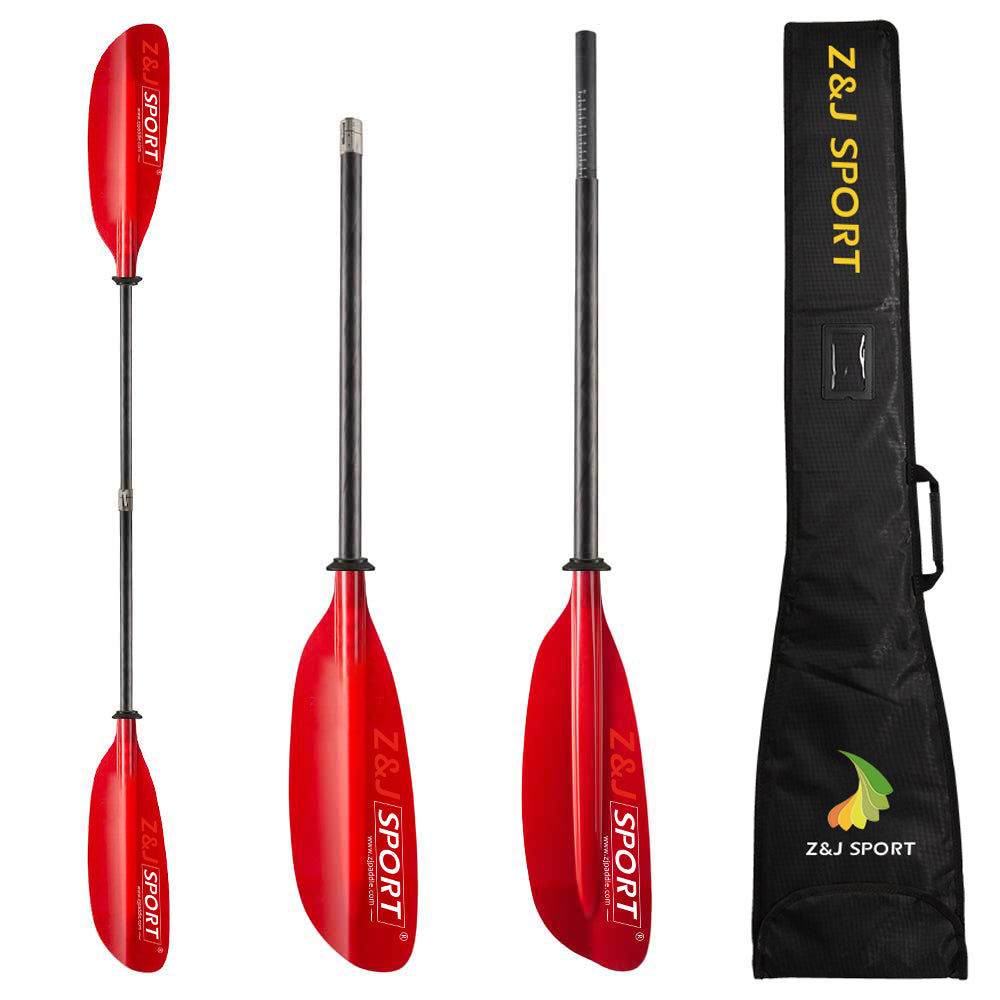 ZJ 2-piece 4-piece Seakayak Paddle Carbon Shaft Glassfiber Blade for Touring Kayak  Low-angle Paddling (SKR-III)