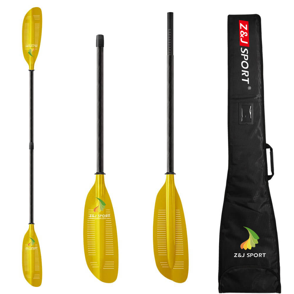 ZJ Seakayak Paddle Carbon Shaft Low-angle Paddling Relaxed Glassfiber Blade with Slit for Touring Kayak (SKR-III)