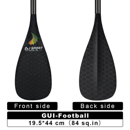 ZJ 3-Pieces Adjustable SUP Paddle All Water Carbon Stand up Paddle with New Weave Blade (GUI)