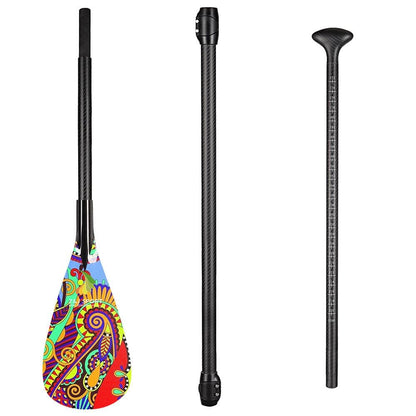 ZJ 3-Pieces Adjustable SUP Paddle Surfing Carbon Stand up Paddle (S) (Graphic Blade Optional)