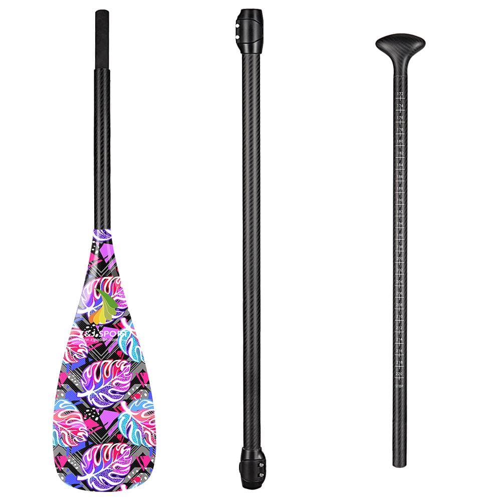 ZJ 3-Pieces Adjustable SUP Paddle Carbon Race Stand up Paddle (Moana)(Graphic Blade Optional)