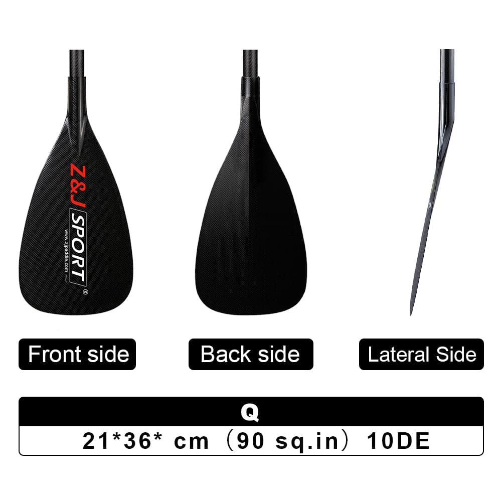 ZJ 3-Piece Adjustable SUP Paddle All Water Carbon Stand up Paddle 90sq.in Blade (Q)