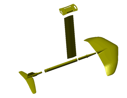 Hydroptère en carbone ZJ pour planche à pagaie SUP F-II avec ailes en carbone et mât en aluminium